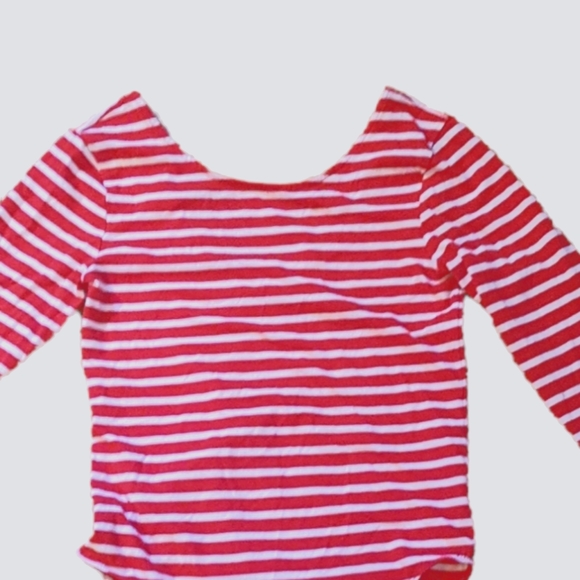 Fun red and white striped Gap Scoop Neck Bodysuit, Size small - Picture 3 of 5